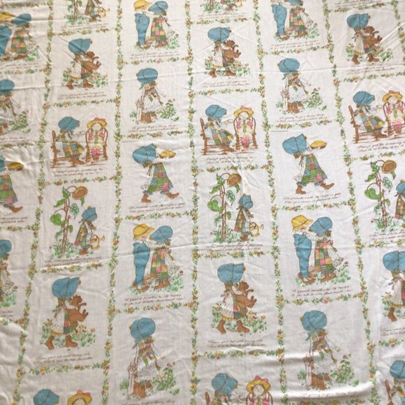 Vintage Holly Hobbie Twin Size Flat Sheet - Picture 1 of 8